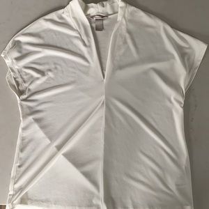 H&M White V-Neck Short Sleeve Blouse